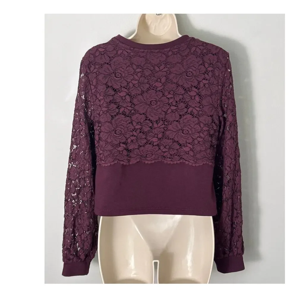 Anthropologie Maeve Lace‎ Top Burgundy Size Small